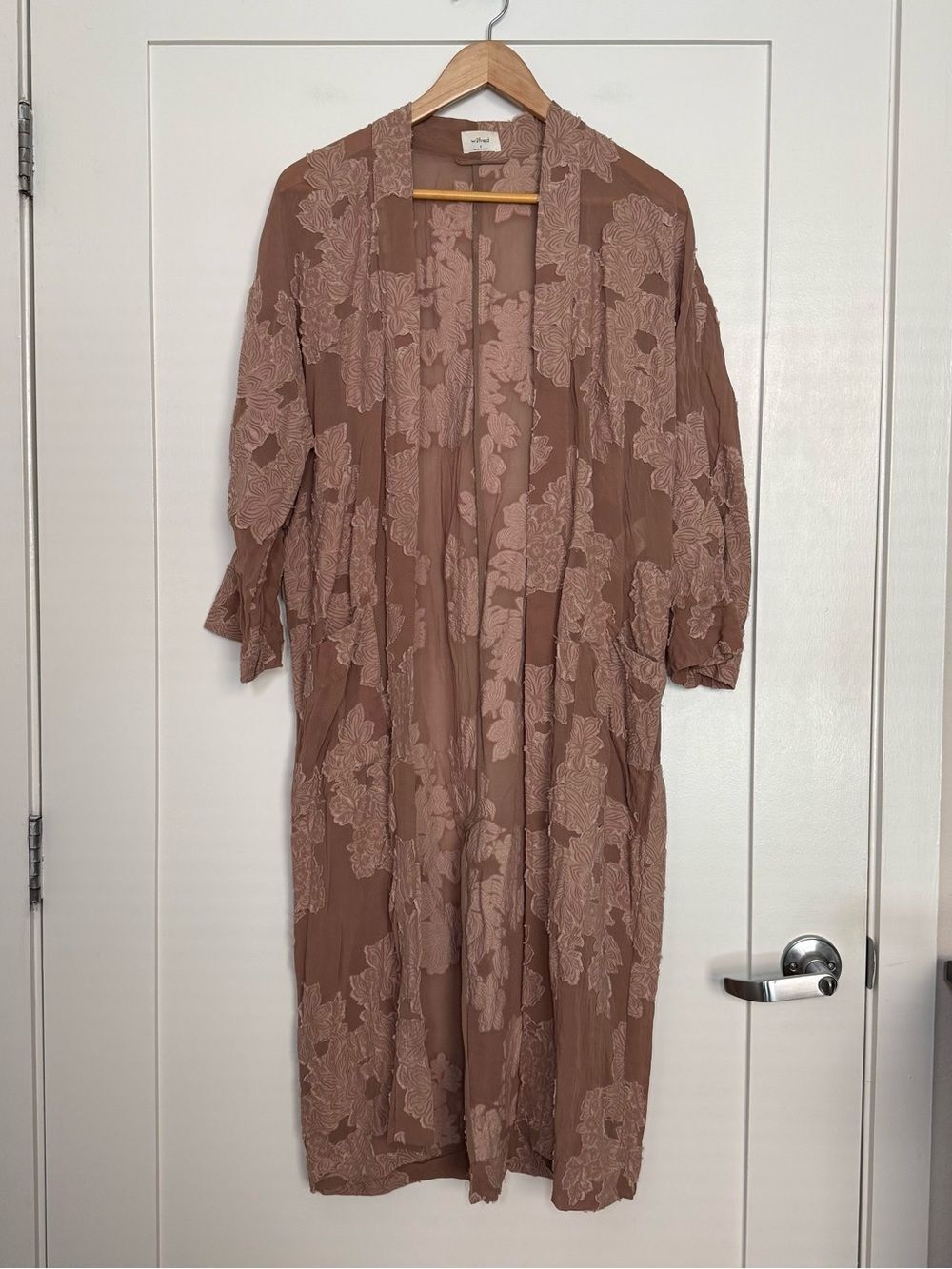 Aritzia Wilfred Durante Kimono Jacket Sz S Floral Lace Duster Pink Lounge